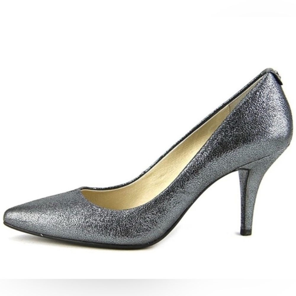 NIB MICHAEL KORS LEATHER FLEX MID PUMP METALLIC GUNMETAL